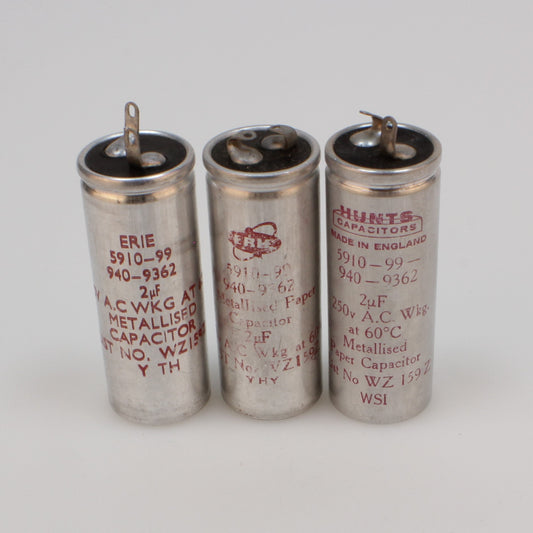 NOS 2 μF 2 uF 250 Vdc Hunts WZ159 metallized paper capacitor